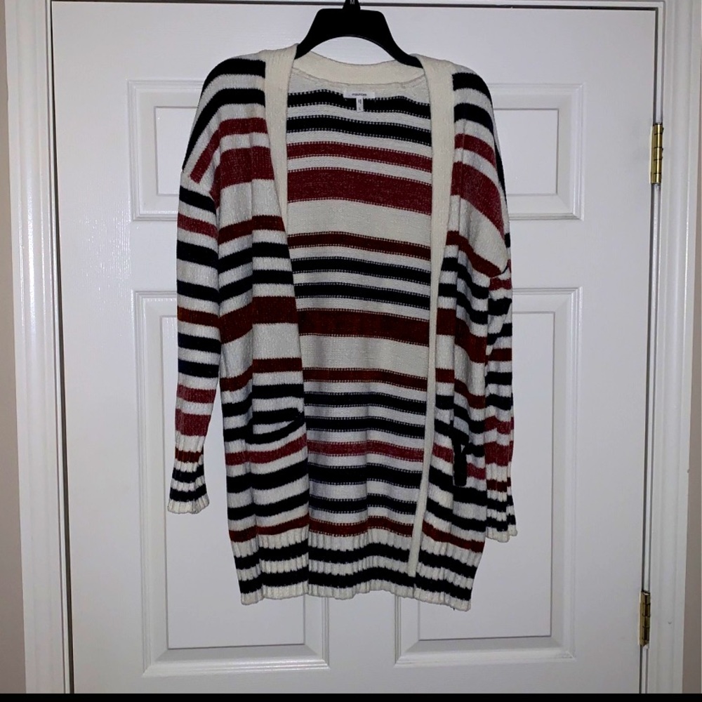 large cardigan striped sweater
